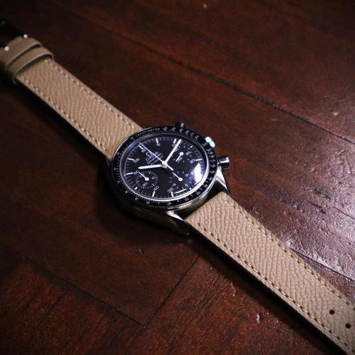 Horlogeband Epsom kalfsleder Taupe Milanese, Sieraden, Tassen en Uiterlijk, Horloges | Heren, Nieuw, Verzenden