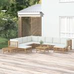 vidaXL 12-delige Loungeset met kussens bamboe crèmewit, Tuin en Terras, Verzenden, Nieuw, Hout, Loungeset