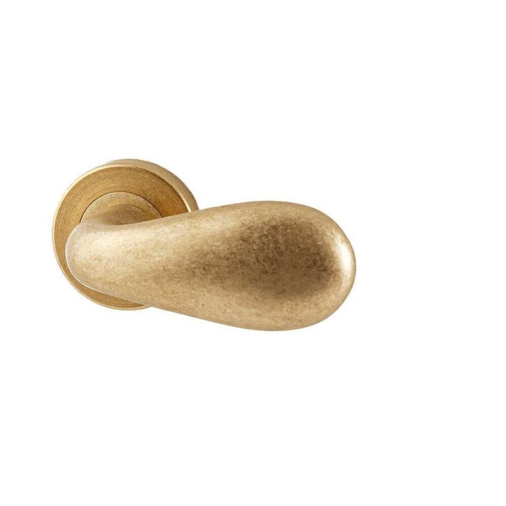 Deurkruk Olympia op rozet - messing getrommeld, Doe-het-zelf en Verbouw, Hang- en Sluitwerk, Nieuw, Verzenden