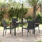 vidaXL Tuin Eetset 5 pcs Zwart Textilene en staal, Verzenden, Nieuw, Textileen