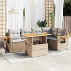 vidaXL 6-delige Loungeset met kussens poly rattan acacia, Verzenden, Nieuw, Rotan, Loungeset