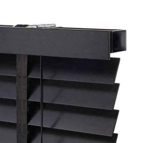 Houten jaloezie op maat gemaakt  zwart 95x250cm 50mm band, Huis en Inrichting, Stoffering | Gordijnen en Lamellen, Wit, Beige