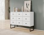 Meubella Ladekast wit 115 cm - Dressoir 9 lades, 100 tot 150 cm, Verzenden, Nieuw, Modern