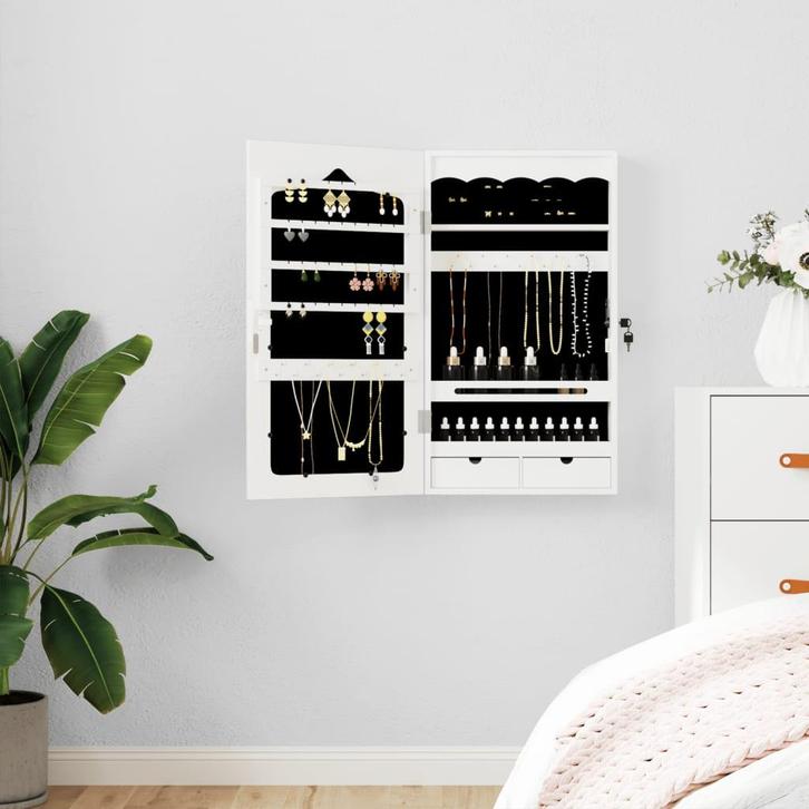 vidaXL Sieradenkast met spiegel wandgemonteerd 37,5x10x67 cm, Huis en Inrichting, Woonaccessoires | Spiegels, Nieuw, Verzenden