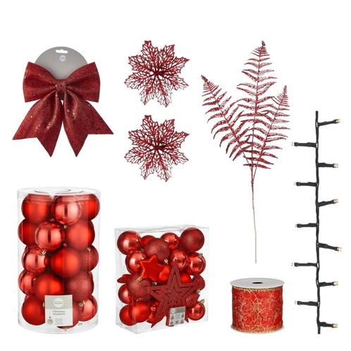 Kerstboom Decoratie Set - 100 Stuks - Rood, Diversen, Kerst, Nieuw, Verzenden
