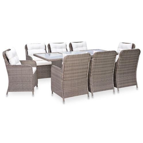 vidaXL 9-delige Tuinset poly rattan bruin, Tuin en Terras, Tuinsets en Loungesets, Tuinset, Nieuw, 8 zitplaatsen, Rotan, Verzenden