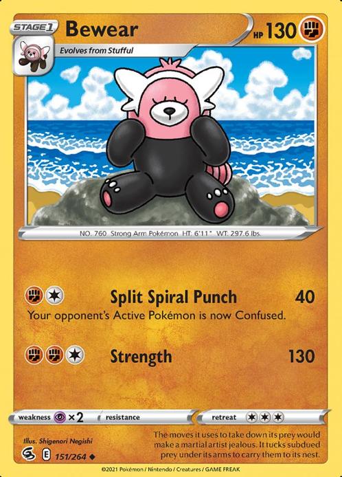 Bewear 151/264 (Fusion Strike), Hobby en Vrije tijd, Verzamelkaartspellen | Pokémon, Losse kaart, Nieuw, Foil, Ophalen of Verzenden