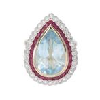 Ring - 14 karaat Geel goud - 8.57ct. tw. Gemengde edelstenen, Nieuw