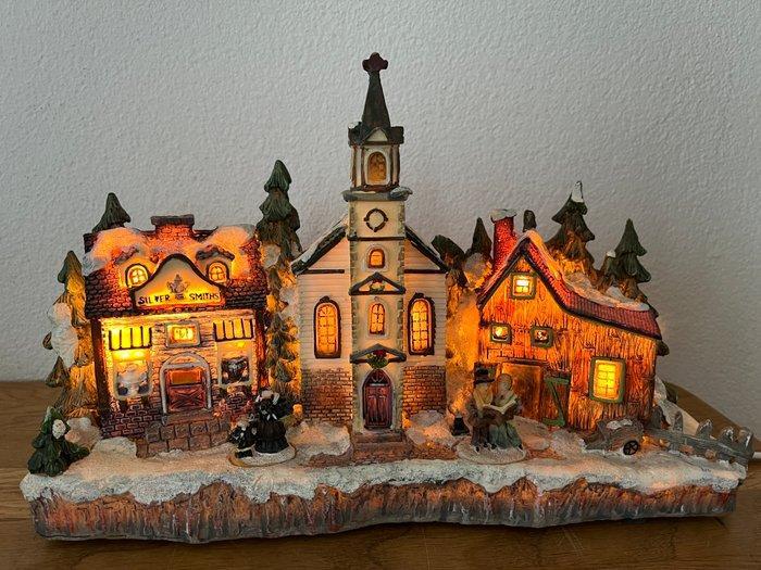 Kerstdecoratie - Hars - Kerk Verlichting, Diversen, Kerst