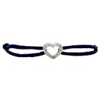 Satijnen armband met vintage witgouden schakel met diamant, Sieraden, Tassen en Uiterlijk, Armbanden, Ophalen of Verzenden, Nieuw