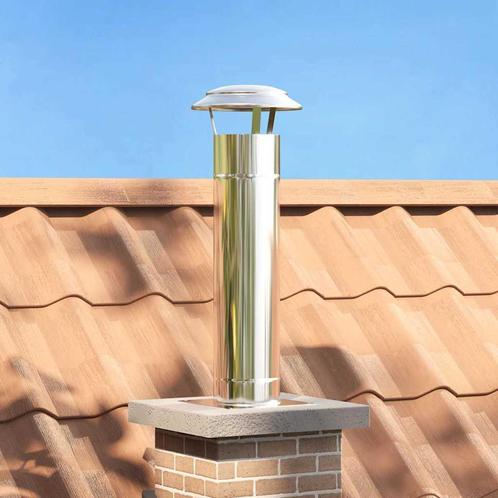vidaXL Schouw Verlenging Zilver 25 x 25 x 82 cm Roestvrij, Huis en Inrichting, Haarden, Nieuw, Verzenden