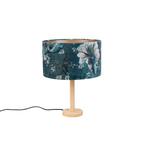 Tafellamp hout met velours kap vis 35cm - Mels, Huis en Inrichting, Lampen | Tafellampen, Nieuw, Klassiek / Antiek, 50 tot 75 cm