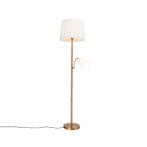 Klassieke vloerlamp brons stoffen kap wit met leeslamp -, Huis en Inrichting, Lampen | Vloerlampen, Nieuw, Overige materialen