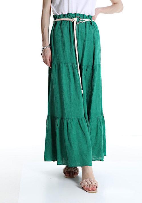 Lange boho linnen rok, GRAS GROEN kleur, met ceintuur en, Kleding | Dames, Rokken