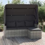 vidaXL Tuinbank 3-zits met dak en voetenbank poly rattan, Verzenden, Nieuw, Rotan