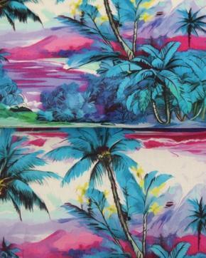 Katoen Voile Hawaii Holiday Blauw/Paars, Hobby en Vrije tijd, Stoffen en Lappen, Paars, Nieuw