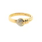 18 Krt. Gouden Claddagh ring met diamant | 0,085 ct., Sieraden, Tassen en Uiterlijk, Ringen, Gebruikt, Overige kleuren, Ophalen of Verzenden