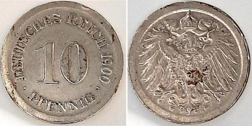 Duitsland 10 Pfennig 1900 D, ohne Ring gepraegt sehr scho..., Postzegels en Munten, Munten | Europa | Niet-Euromunten, Verzenden