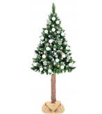 Kunstkerstboom 220 cm - met sneeuw en dennenappels en hou..., Diversen, Kerst, Nieuw, Ophalen of Verzenden