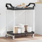 vidaXL Trolley 2-laags 81x41x92 cm aluminium zwart, Huis en Inrichting, Keuken | Keukenbenodigdheden, Verzenden, Nieuw