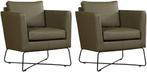 Olijfgroene leren moderne design stoels - Toledo Leer Olive, Huis en Inrichting, Fauteuils, Nieuw, Ophalen of Verzenden, 50 tot 75 cm