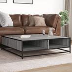 vidaXL Salontafel 100x100x30 cm bewerkt hout en metaal grijs, Verzenden, Nieuw, Overige houtsoorten, 100 tot 150 cm