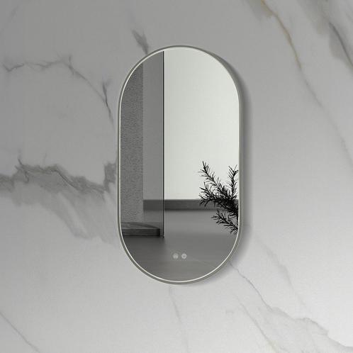 LINA | LED Spiegel ovaal | GUNMETAL GRIJS | 100x50cm, Huis en Inrichting, Woonaccessoires | Spiegels, Ovaal, Nieuw, 100 tot 150 cm