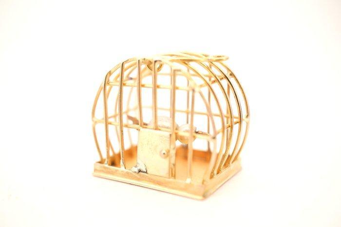 Hanger - 18 karaat Geel goud - Vogelkooi met vogel, Sieraden, Tassen en Uiterlijk, Antieke sieraden