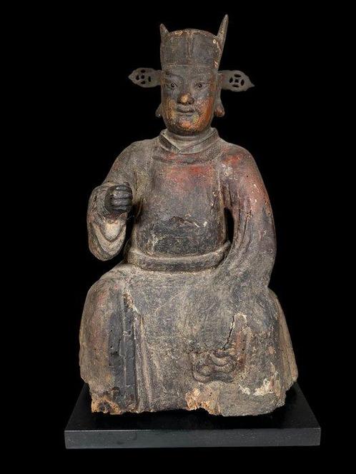 Taoist Deity Ming Dynasty - Glas, Hout, zinklegering - China, Antiek en Kunst, Antiek | Overige Antiek