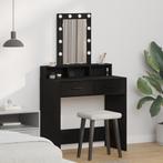 vidaXL Zwarte Eiken Kaptafel met LED Verlichting - 79x41x140, Huis en Inrichting, Tafels | Kaptafels, Verzenden, Nieuw