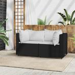 vidaXL Tuinhoekbanken met kussens 2 st poly rattan zwart, Verzenden, Nieuw, Rotan