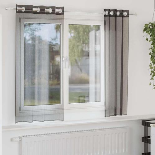 vidaXL Gordijnen voile met doorvoertules 2 st 140x140 cm, Huis en Inrichting, Stoffering | Gordijnen en Lamellen, Zwart, Nieuw