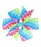 Haarspeld Duckklem Strik Stof 8cm Regenboog Blauw, Nieuw