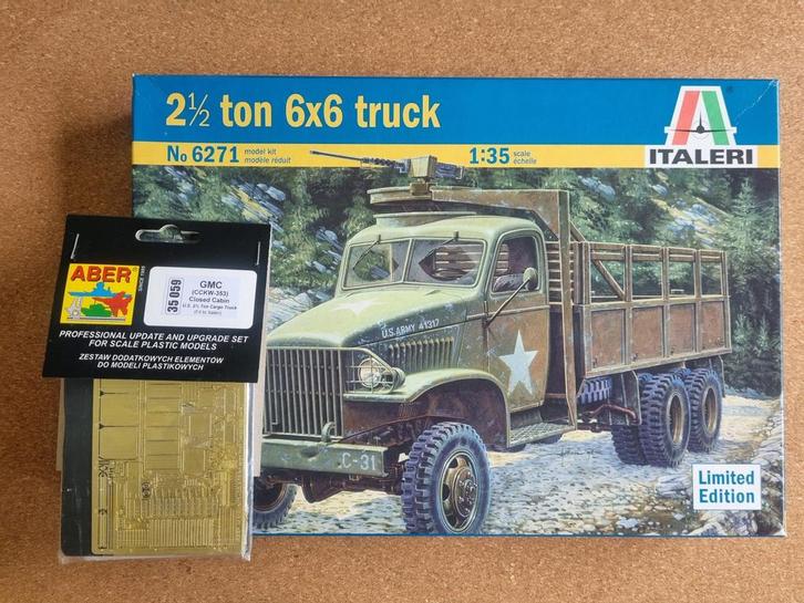 Italeri 6271 GMC 2 1/2 ton 6x6 truck 1:35 + Aber PE upgrade, Hobby en Vrije tijd, Modelbouw | Auto's en Voertuigen, Italeri, Verzenden