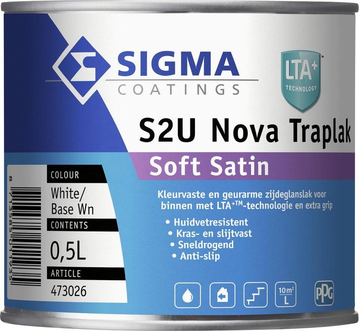 S2U Nova Traplak Soft Satin 500 ml, Doe-het-zelf en Verbouw, Verf, Beits en Lak, Nieuw, Ophalen of Verzenden