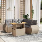 vidaXL 6-delige Loungeset met kussens poly rattan beige, Verzenden, Nieuw, Rotan, Loungeset