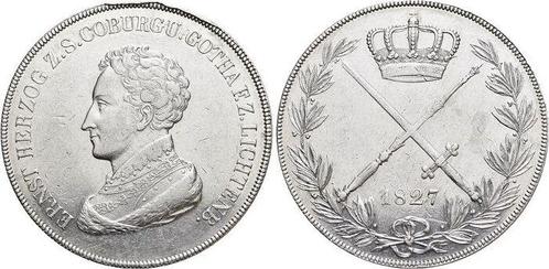 Kronentaler, daalder 1827 Sachsen-coburg-gotha Ernst I 18..., Postzegels en Munten, Munten | Europa | Niet-Euromunten, Verzenden