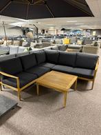 Showroommodel Manchester hoek loungeset 4-delig acacia zwart, Ophalen of Verzenden, Nieuw, Hardhout