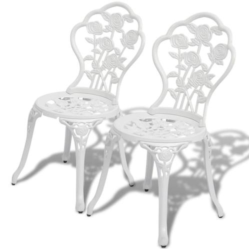 vidaXL Bistrostoelen 2 st gietaluminium wit, Tuin en Terras, Tuinstoelen, Nieuw, Metaal, Verzenden