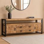 Tv-meubel Mangohout Britt 220 cm, Verzenden, Nieuw, 200 cm of meer, Minder dan 100 cm