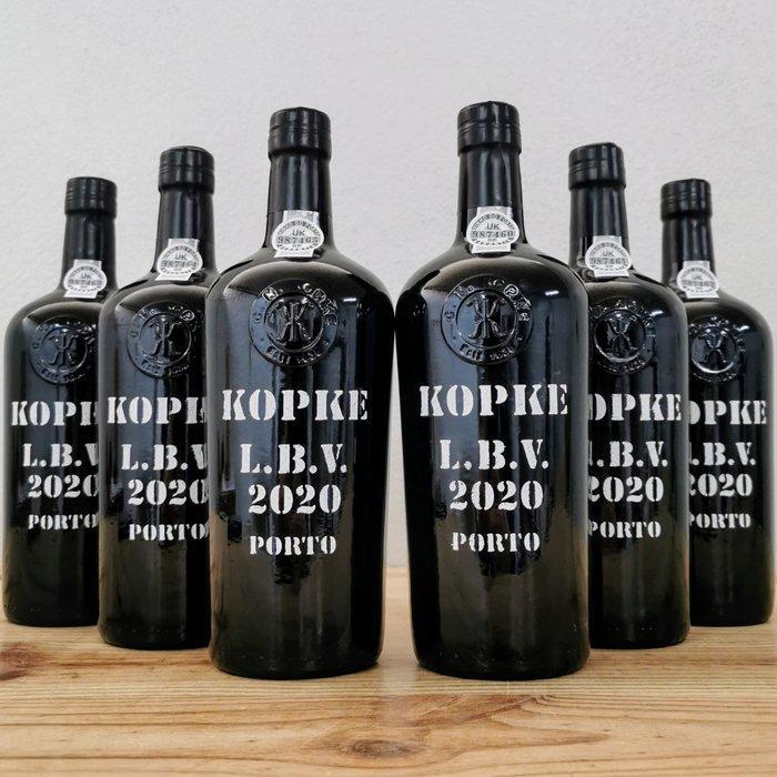 2020 Kopke - Late Bottled Vintage Port - Porto - 6 Flessen, Verzamelen, Wijnen