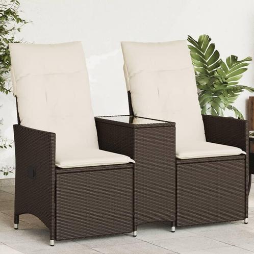 vidaXL Tuinbank 2-zits verstelbaar met tafel poly rattan, Tuin en Terras, Tuinsets en Loungesets, Nieuw, Rotan, Verzenden