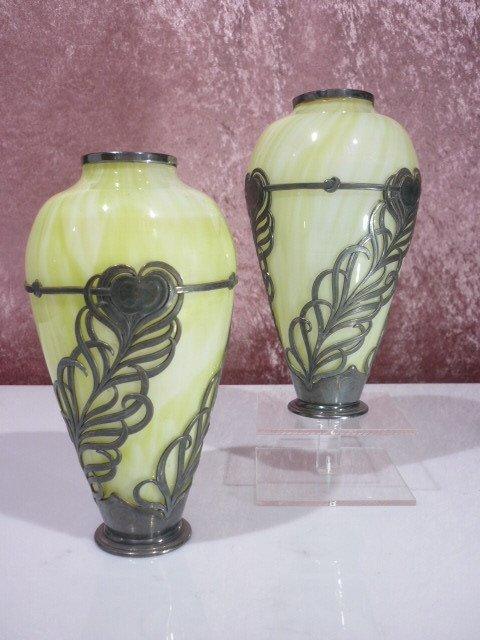 Art nouveau Orivit AOG - Vaas - Glas, Glas metaal, Antiek en Kunst, Antiek | Glas en Kristal