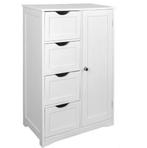 Witte ladekast voor badkamer – Met 4 lades en open vakken, Huis en Inrichting, Badkamer | Badkamermeubels, Verzenden, Nieuw