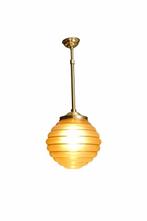 Plafondlamp - Matglas - Art Deco - Tsjechoslowakije