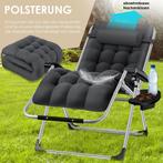 Tuinstoel - Ligstoel - Verstelbaar - Opvouwbaar - Antraciet, Verzenden, Zo goed als nieuw