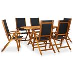 vidaXL 7-delige Tuinset massief acaciahout, Tuin en Terras, Tuinsets en Loungesets, Verzenden, 6 zitplaatsen, Nieuw, Tuinset
