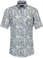Casa Moda Gebloemd Linnen Overhemd Korte Mouw Button Down, Verzenden, Nieuw, Blauw