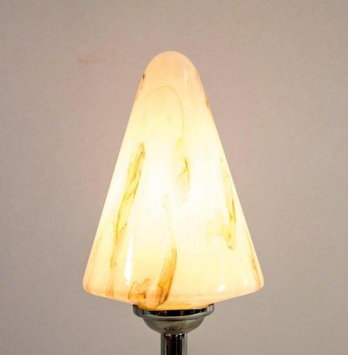 Lamp - Chroom, Glas - Art Deco met chromen voet, Antiek en Kunst, Kunst | Designobjecten