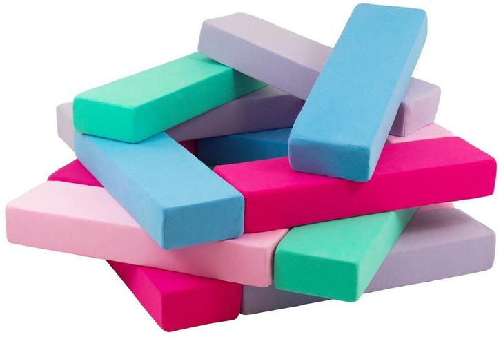 Jenga - 15 zachte speelblokken - blauw, roze, lichtroze,..., Kinderen en Baby's, Speelgoed | Educatief en Creatief, Nieuw, Ophalen of Verzenden